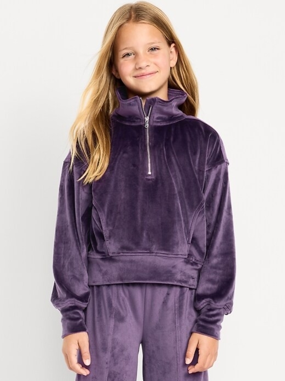 Old Navy Girls Matching Set Purple Velour 6-7